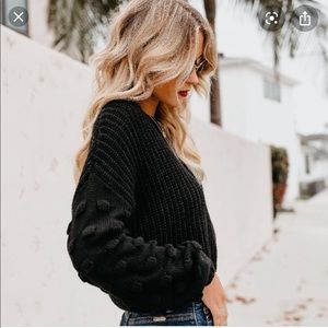 Vici Black cropped sweater with dot sleeves, SZ L